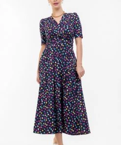 Jolie Moi Blue Oakley Wrap Maxi Dress
