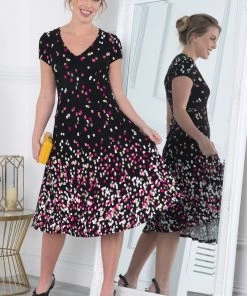 Jolie Moi Sasha Black Fit And Flare Midi Dress