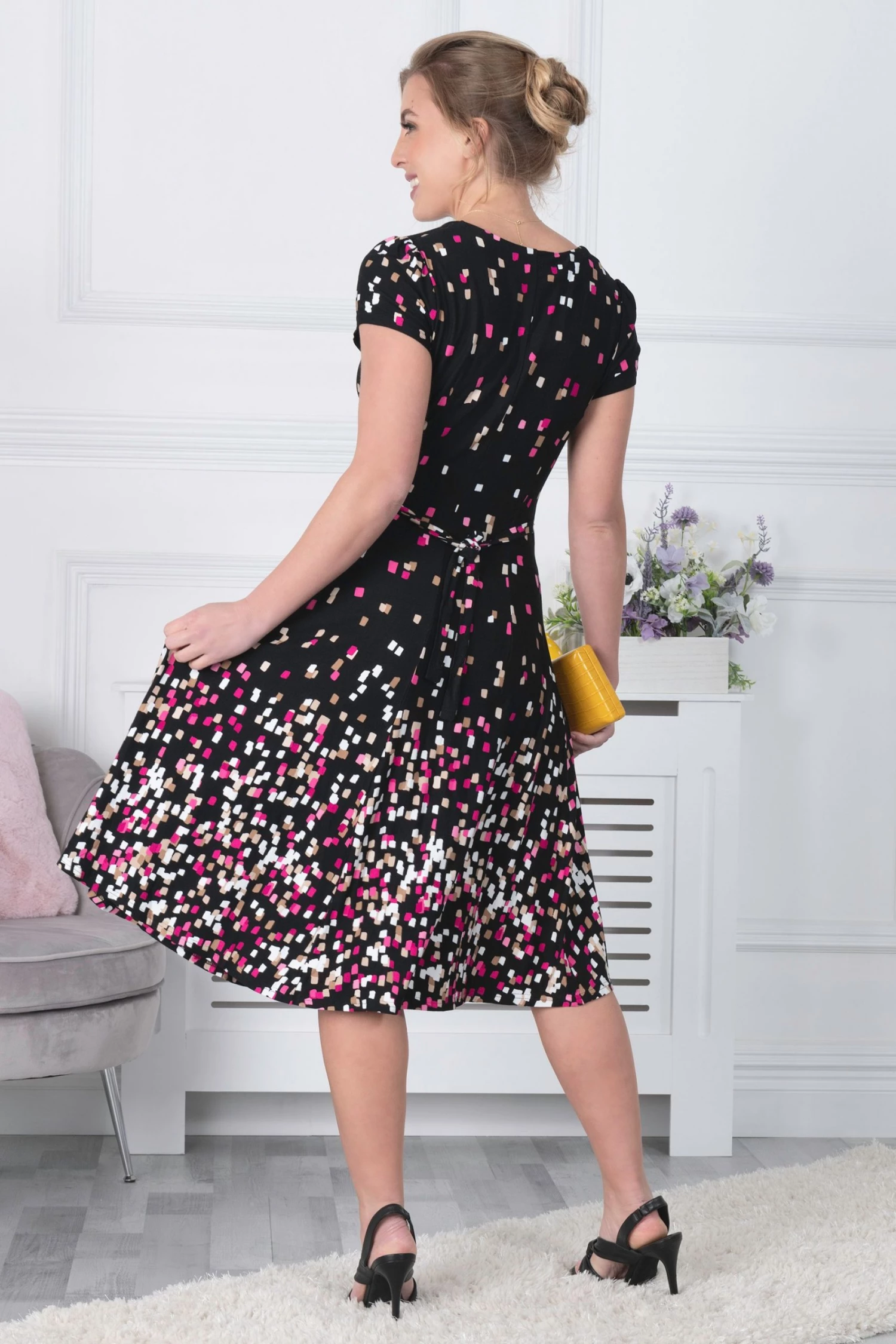 Jolie Moi Sasha Black Fit And Flare Midi Dress 4 Jolie Moi Sasha Black Fit And Flare Midi Dress - Image 2