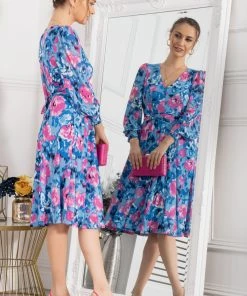 Jolie Moi Blue Gabriel Twist Waist Midi Dress -Jolie Moi Sales unnamed file 103 scaled