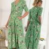 Jolie Moi Green Elenora Ruched Sleeve Maxi Dress -Jolie Moi Sales unnamed file 1036