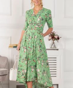 Jolie Moi Green Elenora Ruched Sleeve Maxi Dress -Jolie Moi Sales unnamed file 1038 scaled