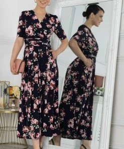 Jolie Moi Blue Kiera Wrap Front Maxi Dress -Jolie Moi Sales unnamed file 1048