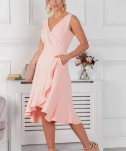 Jolie Moi Pink Eliza Frill Hem Dress -Jolie Moi Sales unnamed file 1057