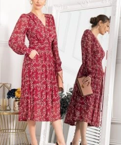 Jolie Moi Red Vanessa Long Sleeve Mesh Dress -Jolie Moi Sales unnamed file 1060 scaled