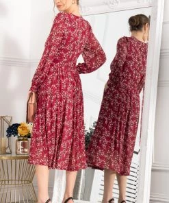 Jolie Moi Red Vanessa Long Sleeve Mesh Dress -Jolie Moi Sales unnamed file 1061 scaled