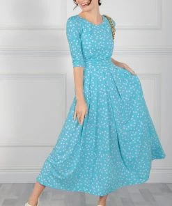 Jolie Moi Blue Denisse Spotty Jersey Maxi Dress -Jolie Moi Sales unnamed file 1089 scaled