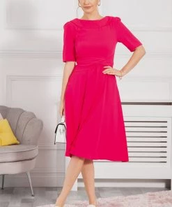 Jolie Moi Pink Sharon Collar Midi Dress -Jolie Moi Sales unnamed file 1095 scaled