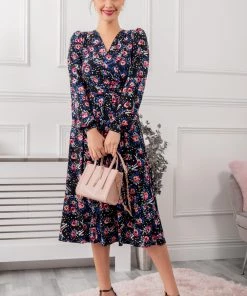 Jolie Moi Libby Blue Long Sleeve Midi Dress -Jolie Moi Sales unnamed file 11 scaled