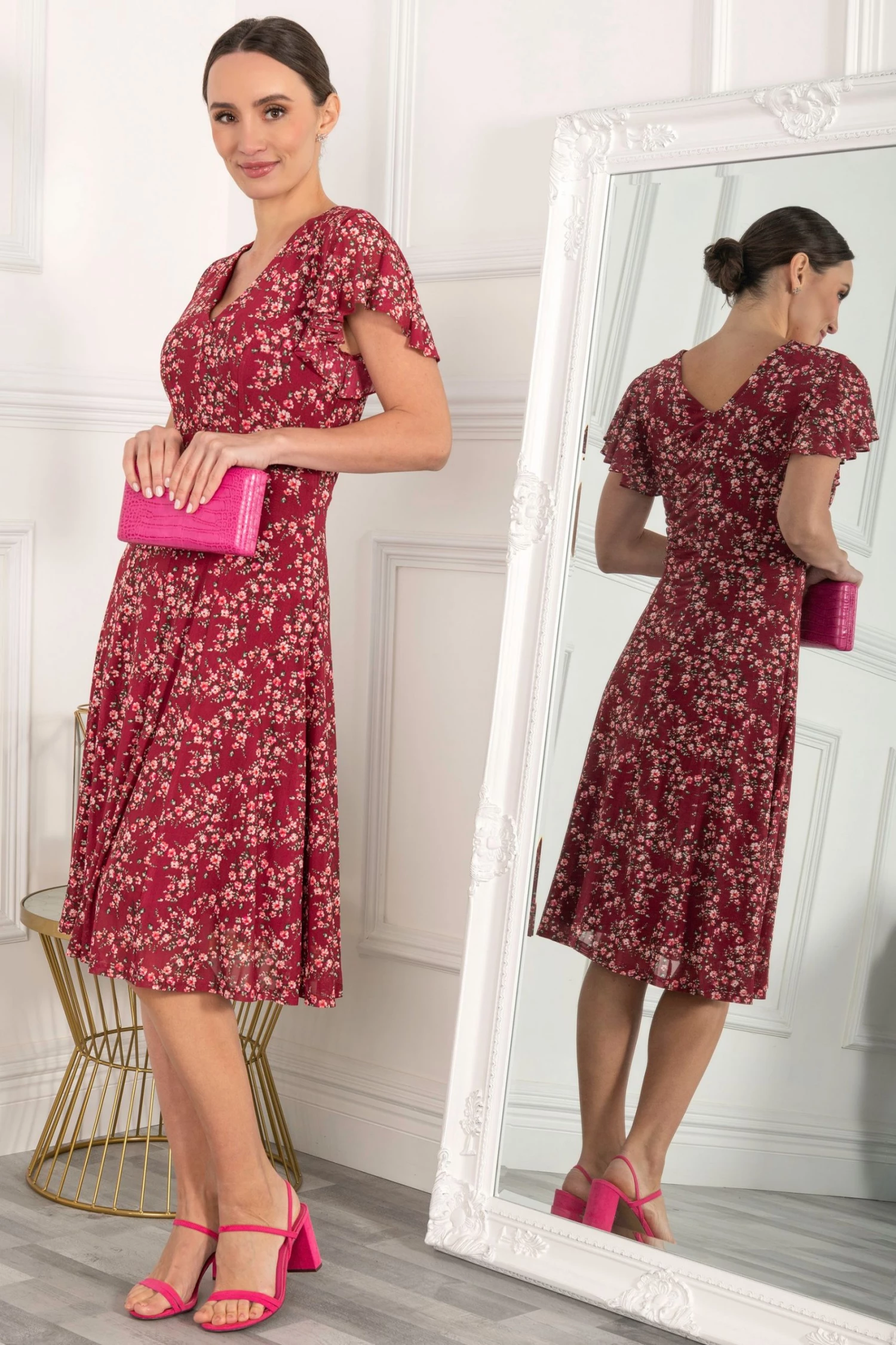 Jolie Moi Purple Grace Mesh Midi Dress 4 Jolie Moi Purple Grace Mesh Midi Dress - Image 2