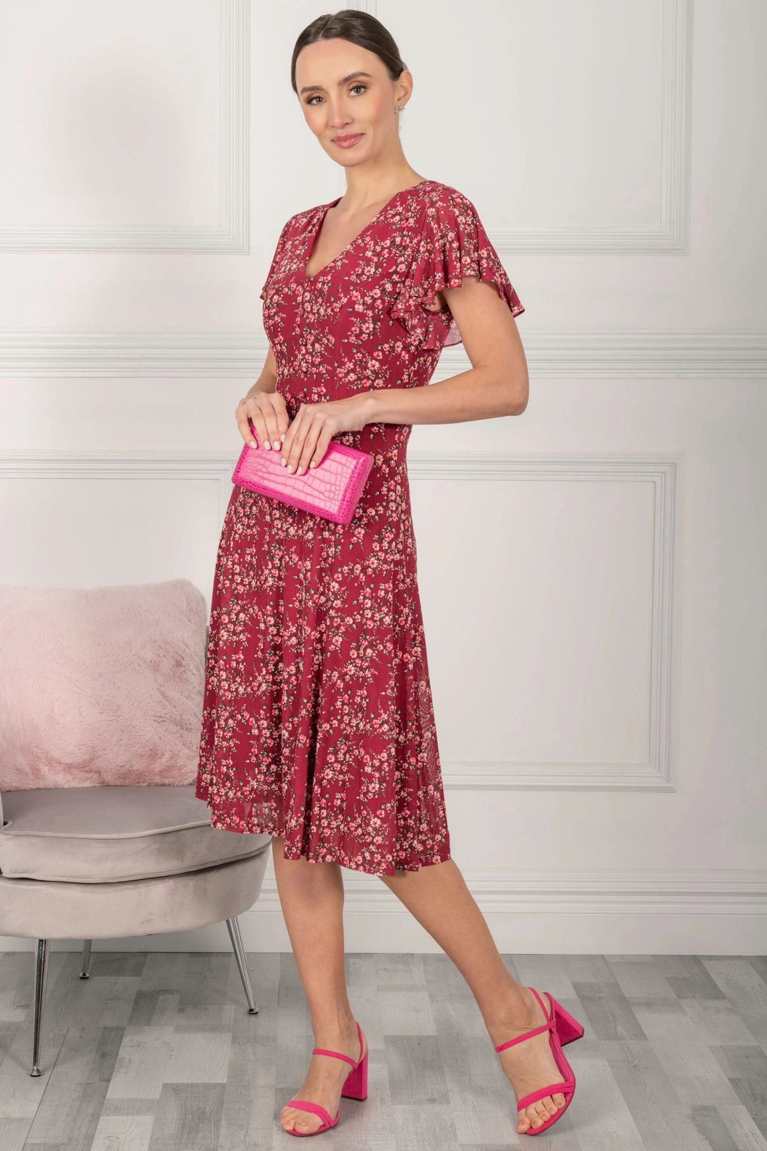 Jolie Moi Purple Grace Mesh Midi Dress 5 Jolie Moi Purple Grace Mesh Midi Dress - Image 3