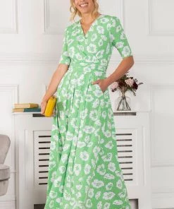 Jolie Moi Green Freya Floral Print Maxi Dress