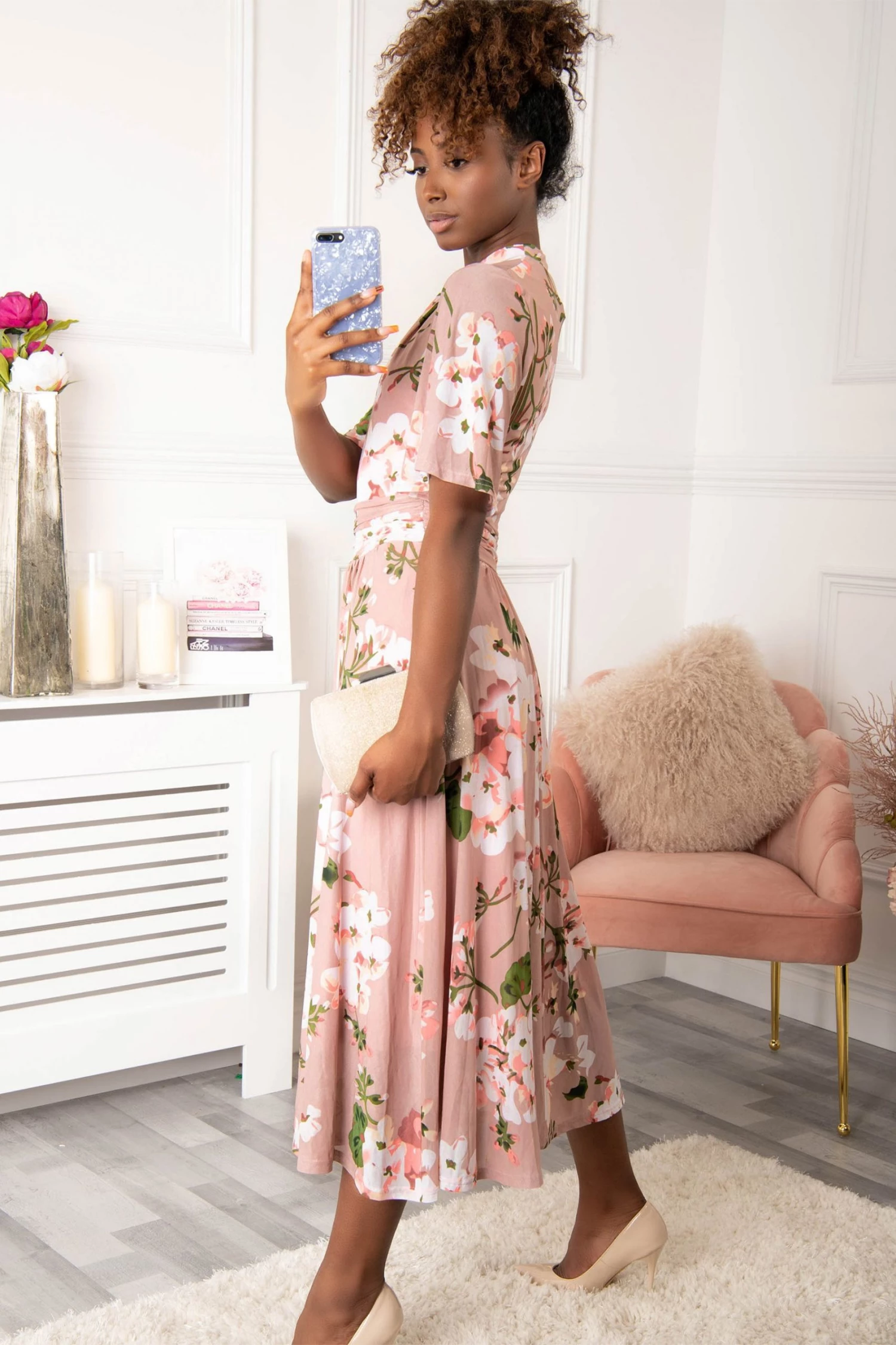 Jolie Moi Tina Pink Turtle Neck Mesh Maxi Dress 4 Jolie Moi Tina Pink Turtle Neck Mesh Maxi Dress - Image 2