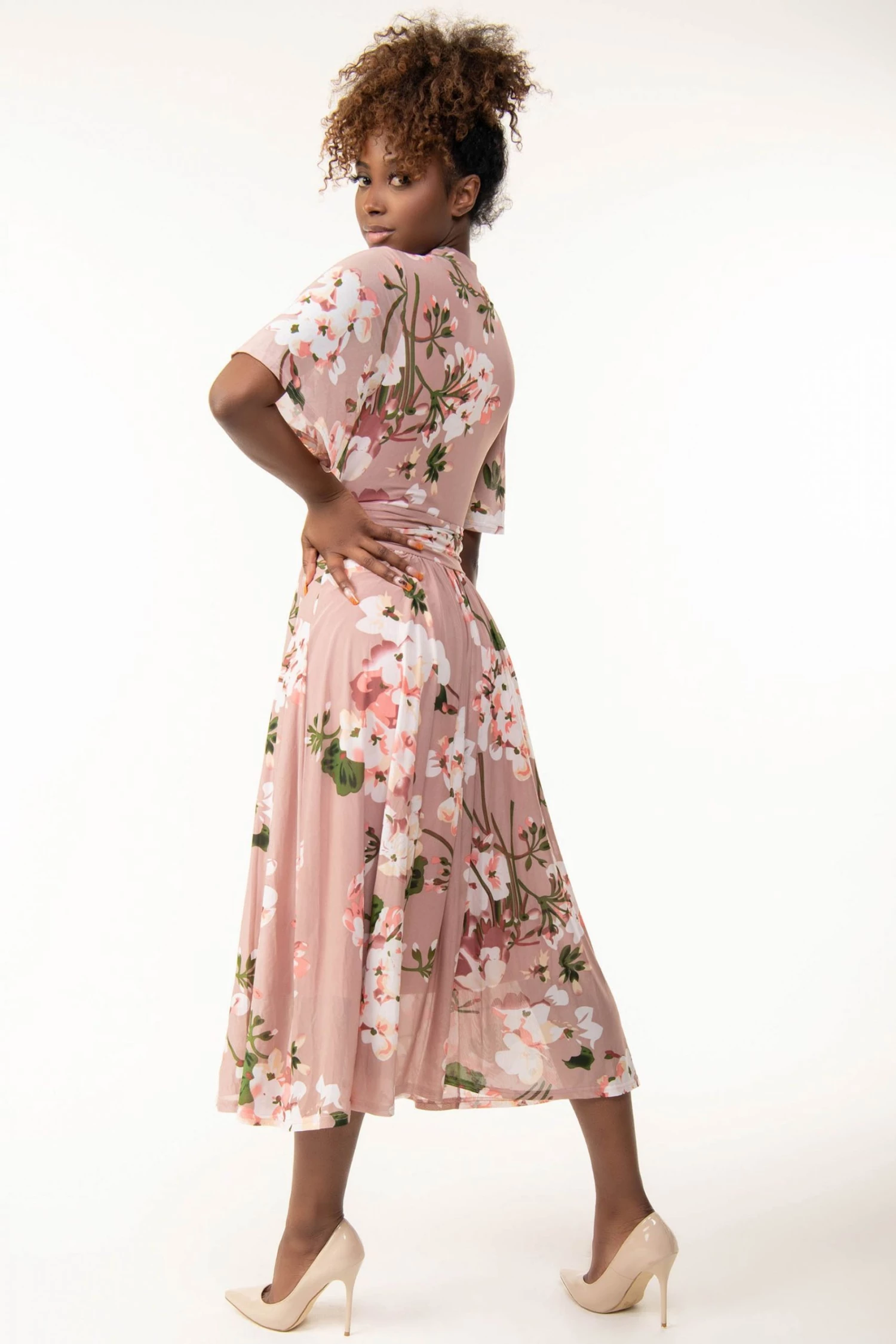 Jolie Moi Tina Pink Turtle Neck Mesh Maxi Dress 6 Jolie Moi Tina Pink Turtle Neck Mesh Maxi Dress - Image 4