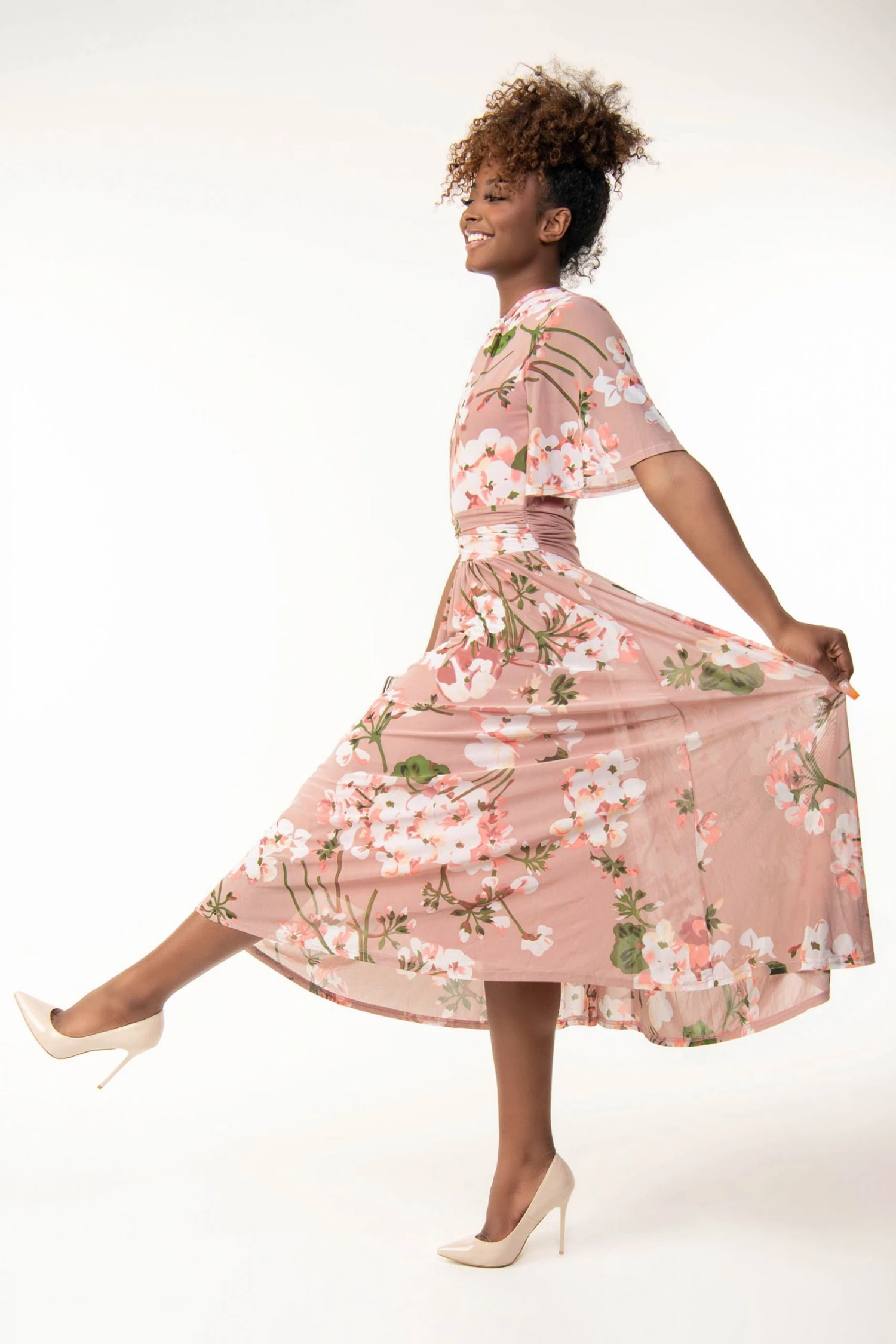 Jolie Moi Tina Pink Turtle Neck Mesh Maxi Dress 8 Jolie Moi Tina Pink Turtle Neck Mesh Maxi Dress - Image 6