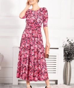 Jolie Moi Black 3/4 Sleeved Maxi Dress