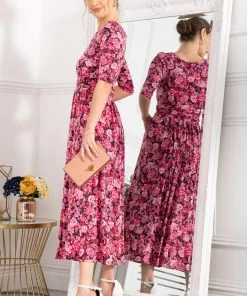 Jolie Moi Black 3/4 Sleeved Maxi Dress -Jolie Moi Sales unnamed file 1123 scaled