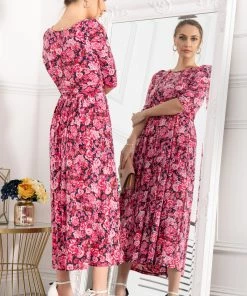 Jolie Moi Black 3/4 Sleeved Maxi Dress -Jolie Moi Sales unnamed file 1124 scaled