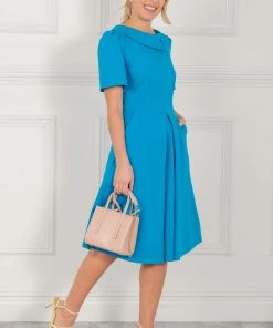 Jolie Moi Blue Sophia Button Collar Dress -Jolie Moi Sales unnamed file 1131 scaled
