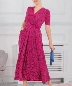 Jolie Moi Purple Animal Print Jersey Maxi Dress