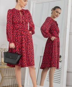 Jolie Moi Red Allyn Bow Neck Long Sleeve Dress -Jolie Moi Sales unnamed file 1179 scaled