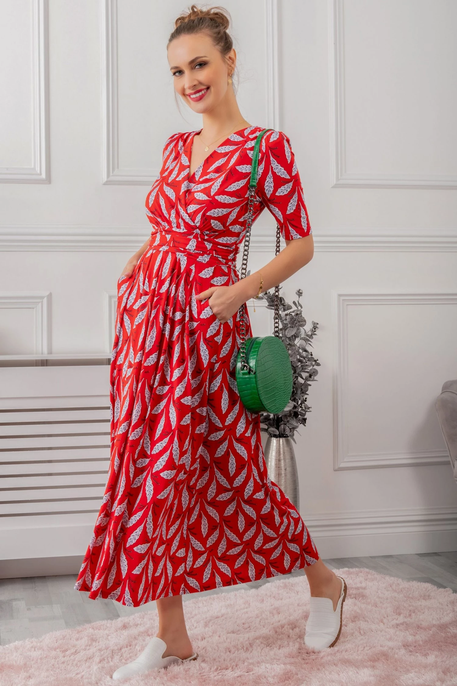 Jolie Moi Red Print Jersey Maxi Dress 6 Jolie Moi Red Print Jersey Maxi Dress - Image 4