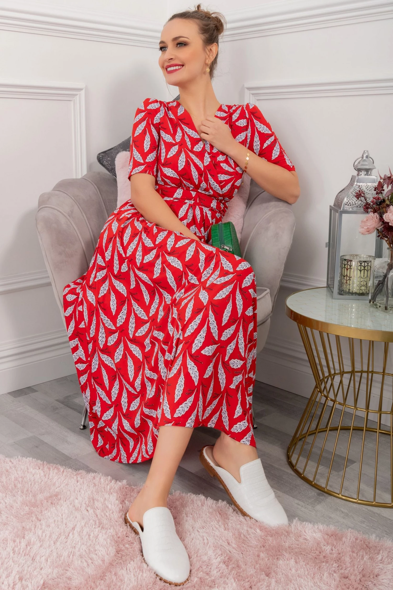 Jolie Moi Red Print Jersey Maxi Dress 7 Jolie Moi Red Print Jersey Maxi Dress - Image 5