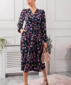 Jolie Moi Libby Blue Long Sleeve Midi Dress -Jolie Moi Sales unnamed file 12 scaled