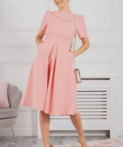 Jolie Moi Valery Pink Button Collar Dress -Jolie Moi Sales unnamed file 120