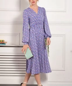 Jolie Moi Blue Libby Long Sleeve Dress