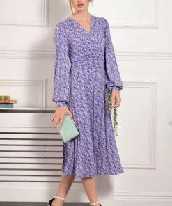 Jolie Moi Blue Libby Long Sleeve Dress -Jolie Moi Sales unnamed file 1206