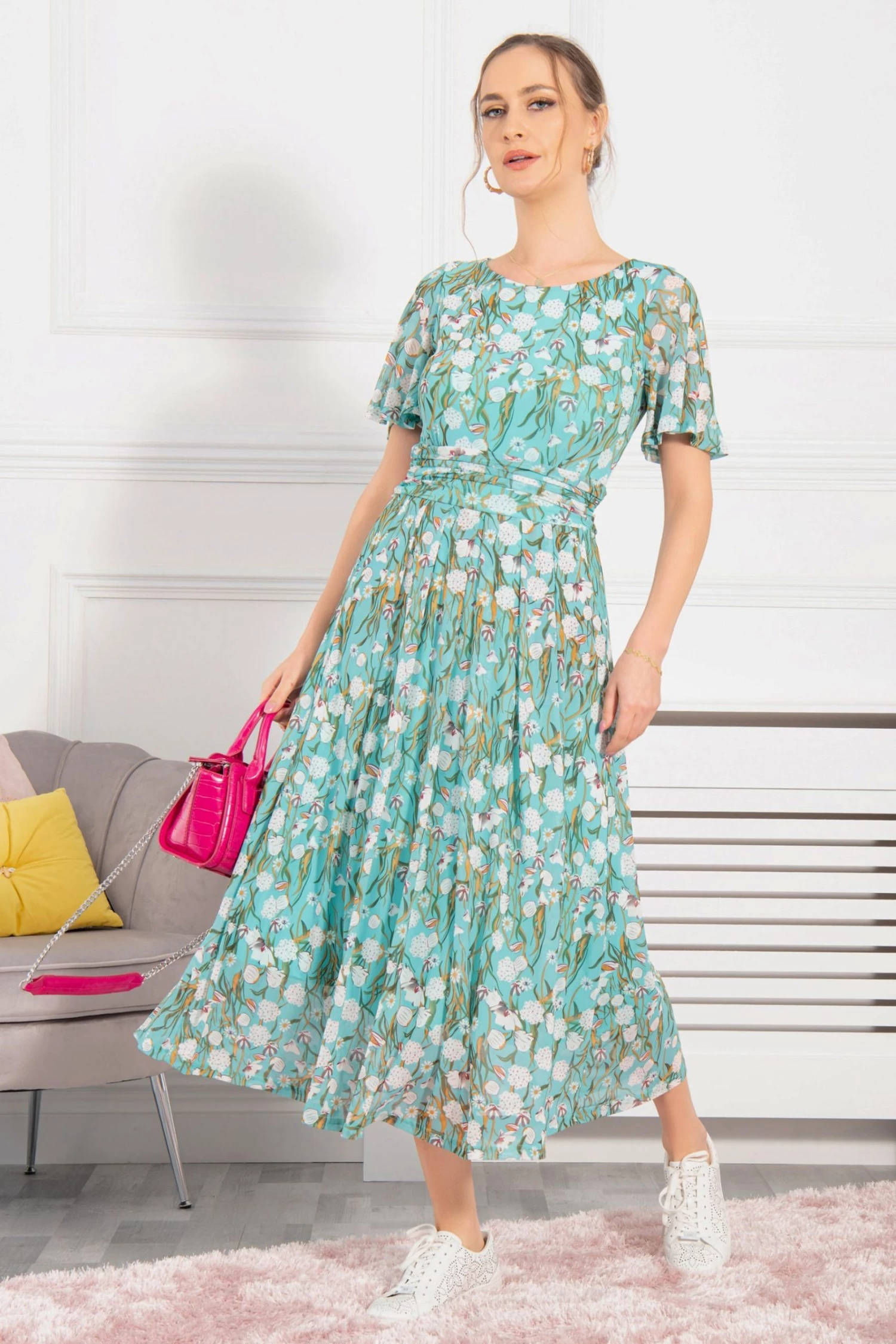 Jolie Moi Green Gianna Print Mesh Maxi Dress 3 Jolie Moi Green Gianna Print Mesh Maxi Dress