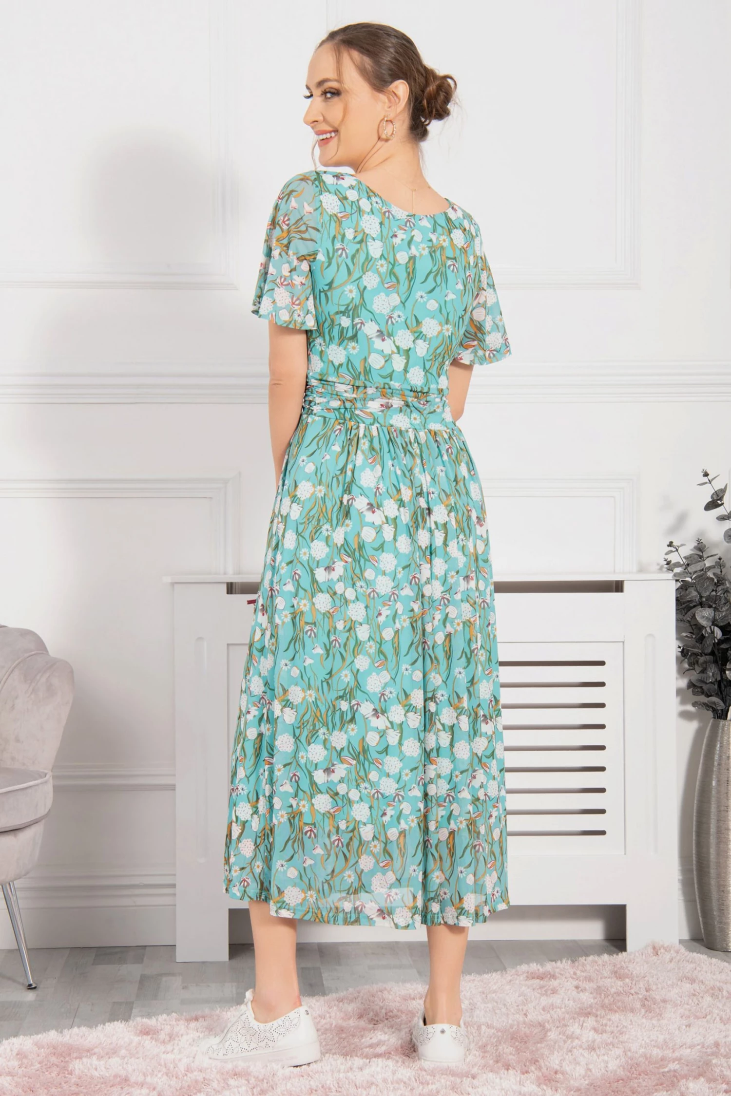 Jolie Moi Green Gianna Print Mesh Maxi Dress 4 Jolie Moi Green Gianna Print Mesh Maxi Dress - Image 2