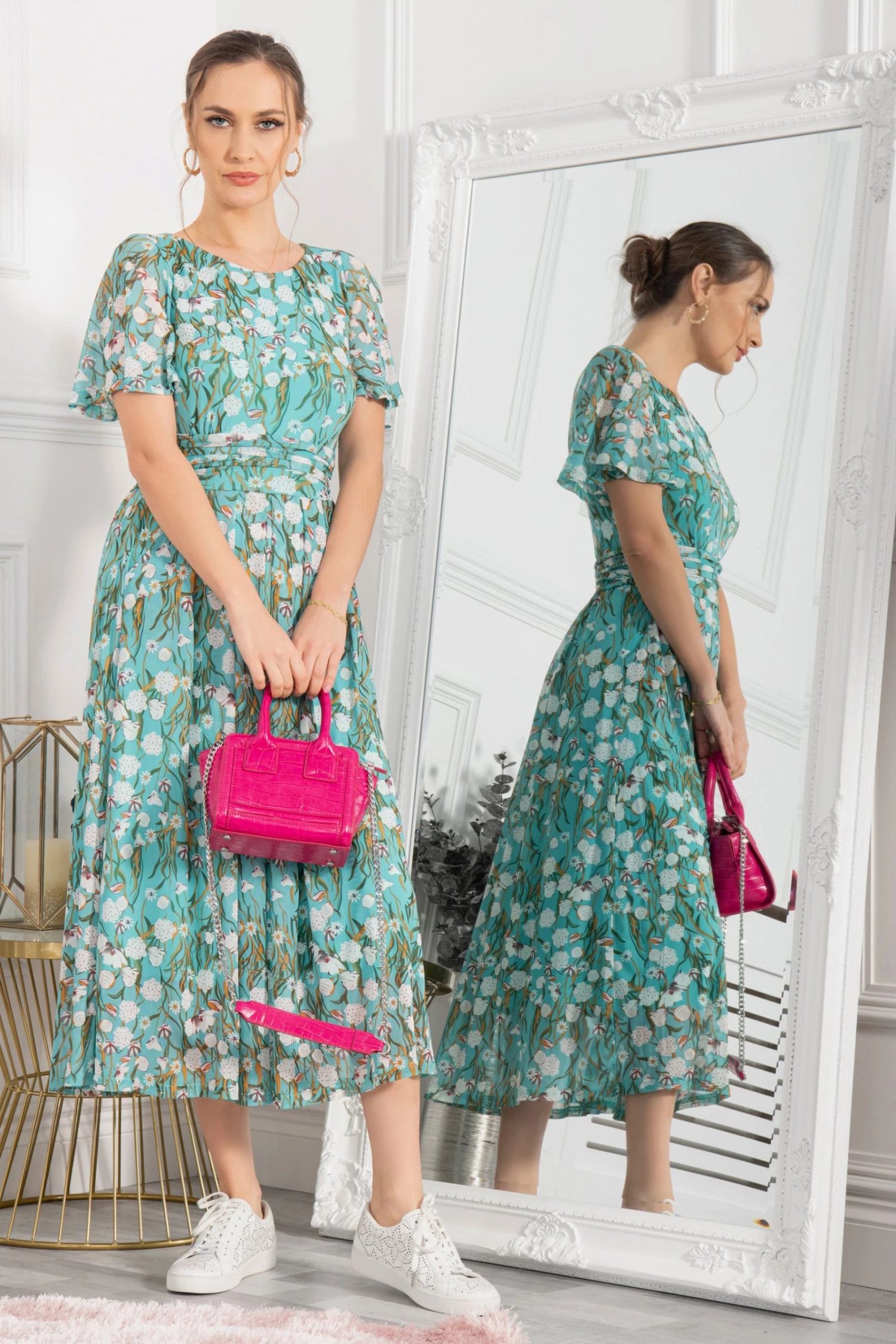 Jolie Moi Green Gianna Print Mesh Maxi Dress 7 Jolie Moi Green Gianna Print Mesh Maxi Dress - Image 5