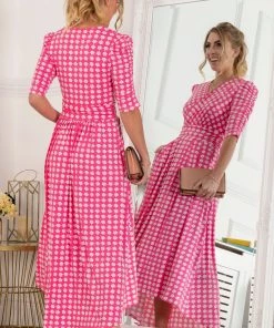Jolie Moi Pink Elenora Ruched Sleeve Maxi Dress -Jolie Moi Sales unnamed file 1224 scaled