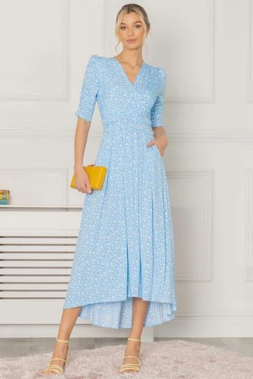 Jolie Moi Blue Elenora Ruched Sleeve Maxi Dress 9 Jolie Moi Blue Elenora Ruched Sleeve Maxi Dress - Image 7