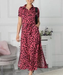Jolie Moi Pink Jocelyn Maxi Shirt Dress