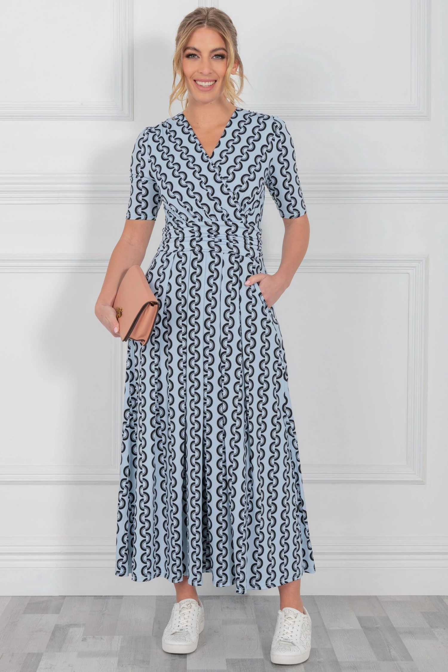 Jolie Moi Blue Genesis Print Wrap Maxi Dress 3 Jolie Moi Blue Genesis Print Wrap Maxi Dress