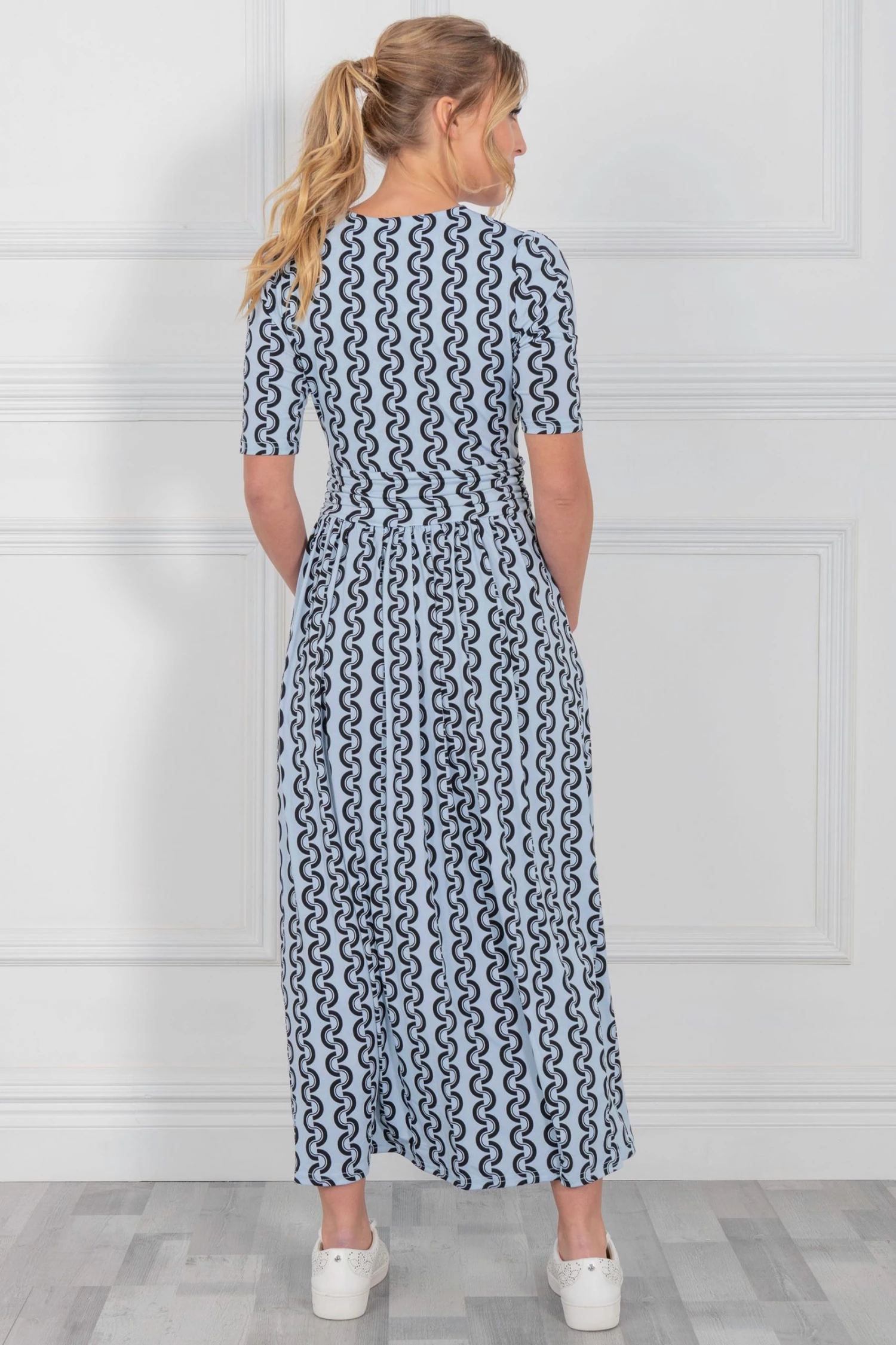 Jolie Moi Blue Genesis Print Wrap Maxi Dress 4 Jolie Moi Blue Genesis Print Wrap Maxi Dress - Image 2