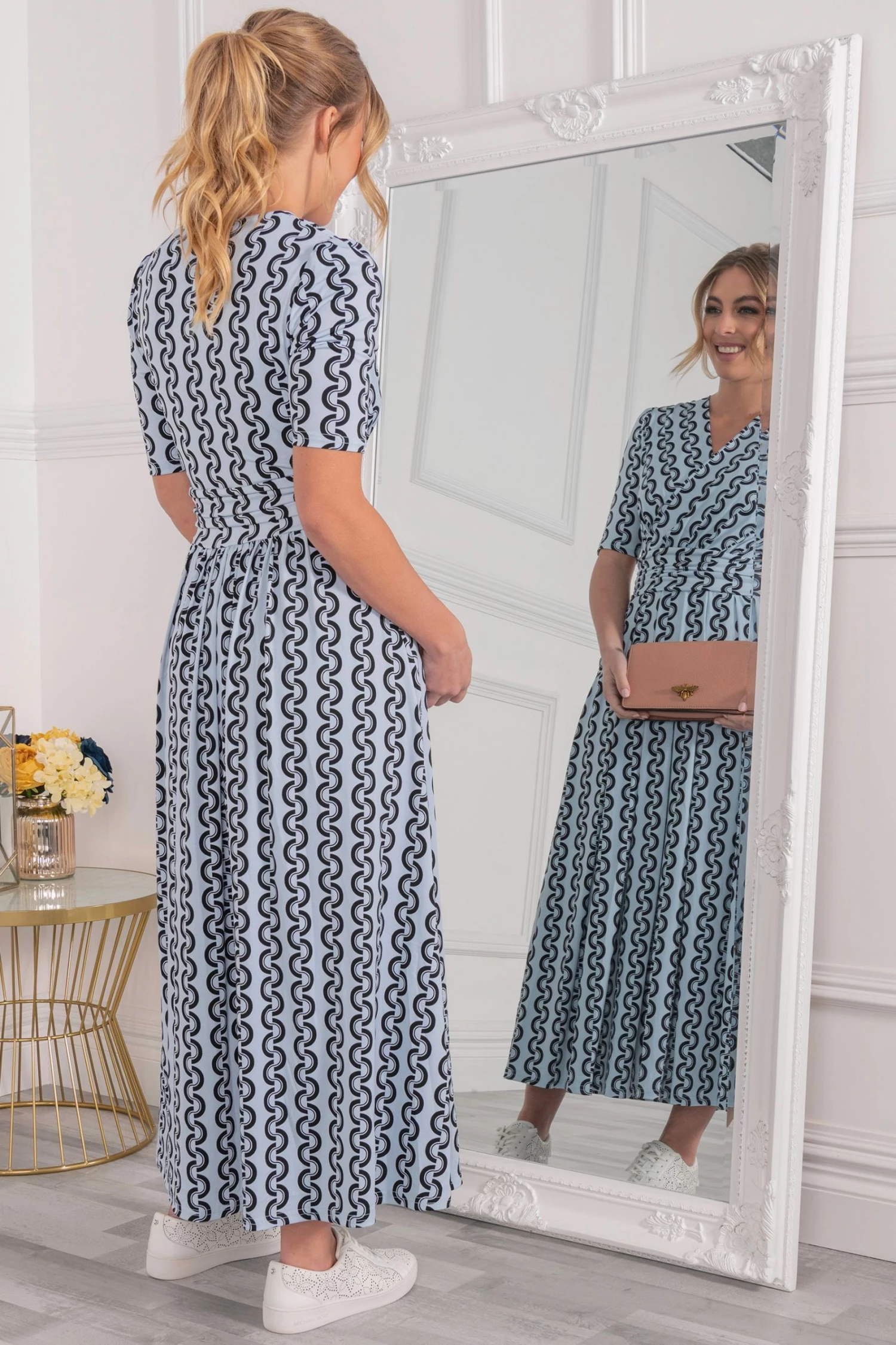 Jolie Moi Blue Genesis Print Wrap Maxi Dress 7 Jolie Moi Blue Genesis Print Wrap Maxi Dress - Image 5