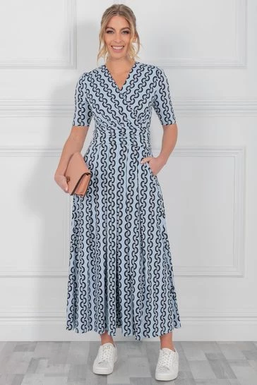 Jolie Moi Blue Genesis Print Wrap Maxi Dress 9 Jolie Moi Blue Genesis Print Wrap Maxi Dress - Image 7