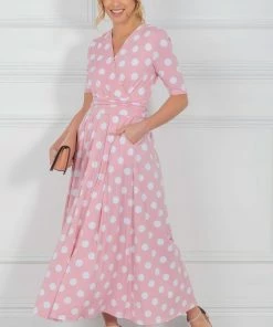 Jolie Moi Pink Odelia Wrap Front Maxi Dress