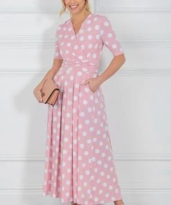 Jolie Moi Pink Odelia Wrap Front Maxi Dress -Jolie Moi Sales unnamed file 1249 scaled