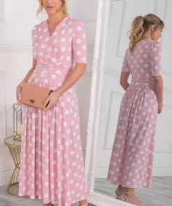 Jolie Moi Pink Odelia Wrap Front Maxi Dress -Jolie Moi Sales unnamed file 1251 scaled