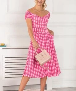 Jolie Moi Pink Leslie Bow Front Midi Dress -Jolie Moi Sales unnamed file 1298