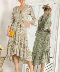 Jolie Moi Yellow Geelan Tiered Hem Maxi Dress