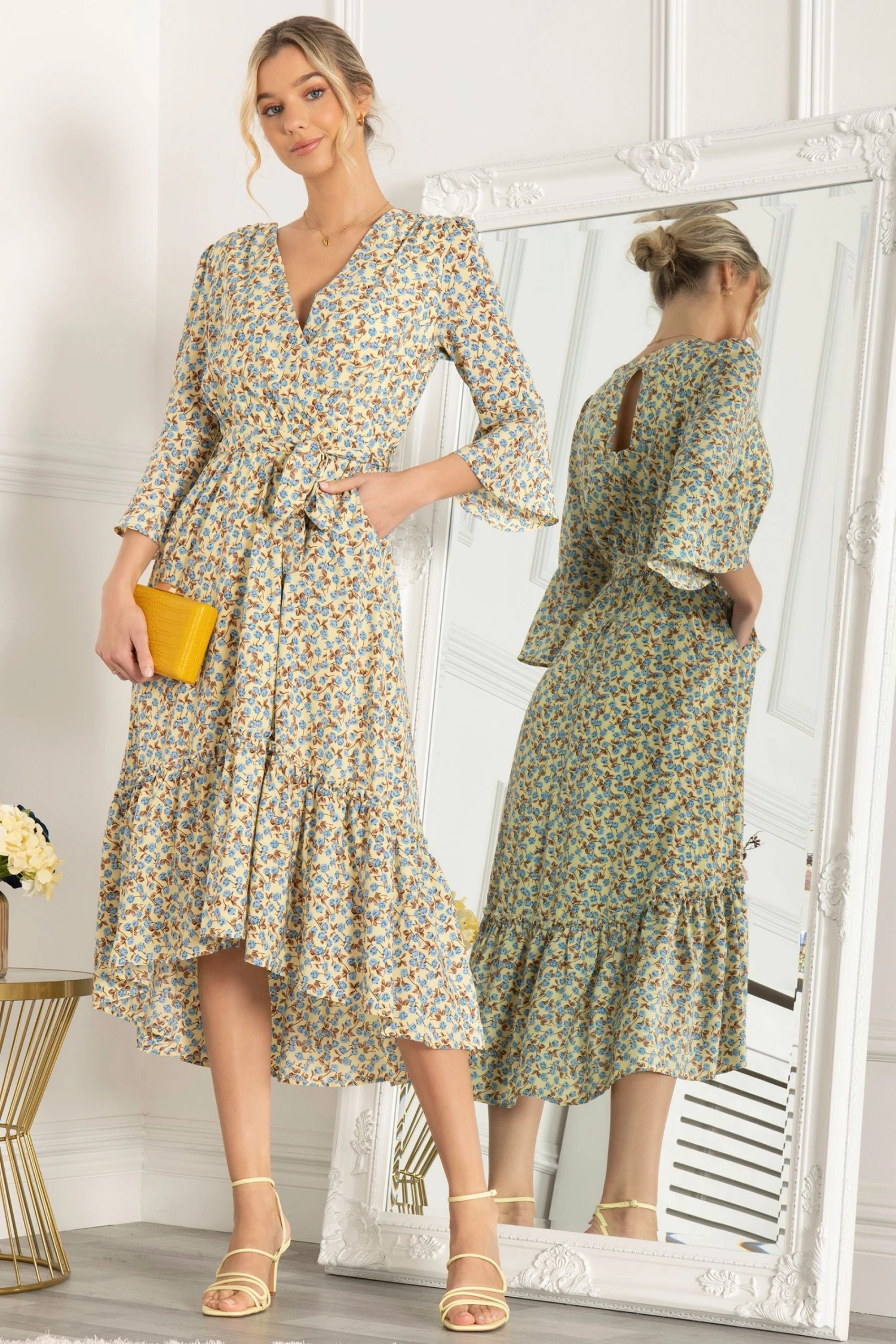 Jolie Moi Yellow Geelan Tiered Hem Maxi Dress 3 Jolie Moi Yellow Geelan Tiered Hem Maxi Dress