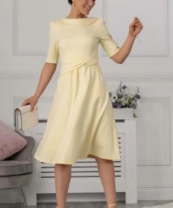Jolie Moi Yellow Maayan Fold Neck Dress -Jolie Moi Sales unnamed file 131 scaled