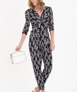 Jolie Moi Cheryl Animal Print Black Jumpsuit