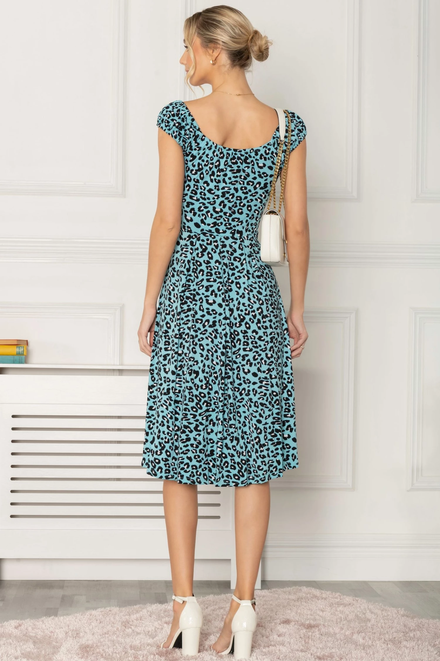 Jolie Moi Blue Lindsey Bow Front Midi Dress 3 Jolie Moi Blue Lindsey Bow Front Midi Dress - Image 2